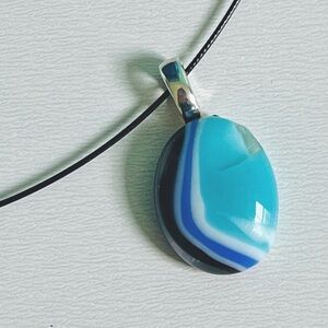 Turquoise Blue Art Glass Pendant